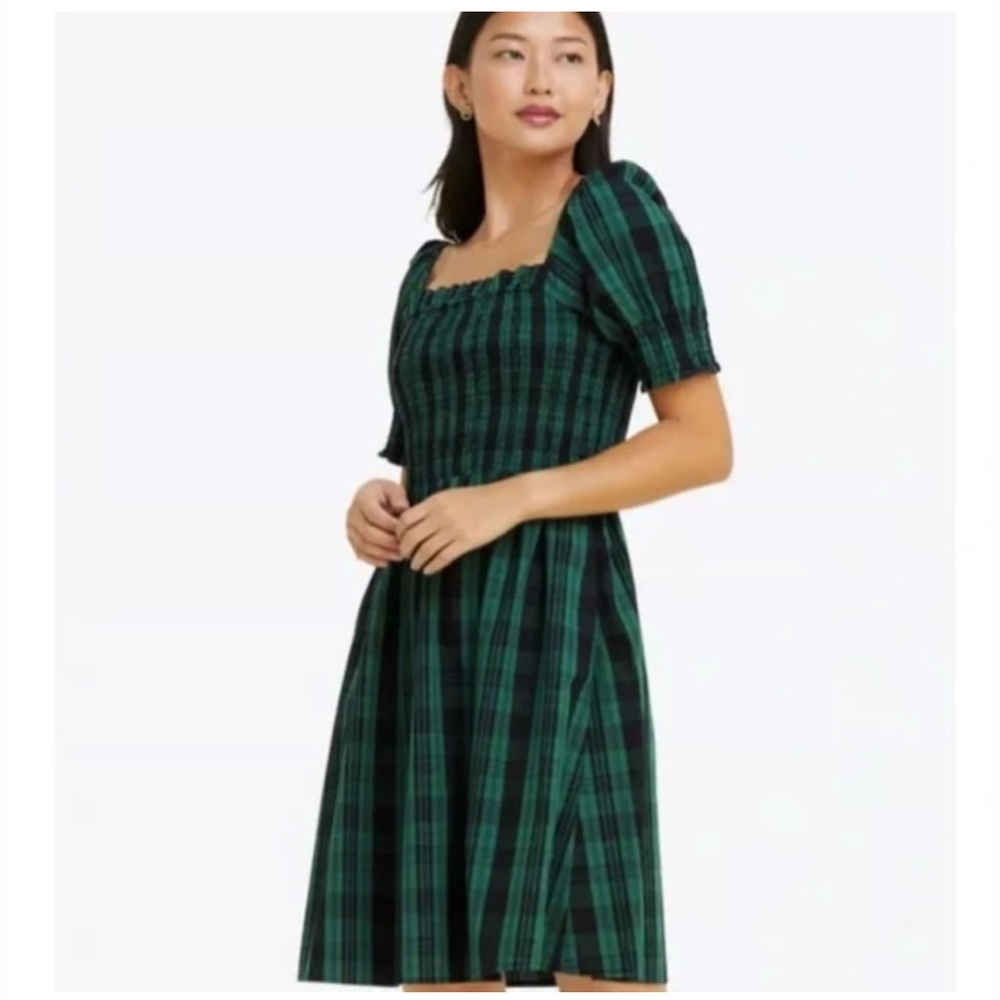 EUC Draper James puff sleeve plaid mini dress XS